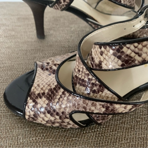 Etienne Aigner Snakeskin Heeled Sandals - Picture 6 of 12